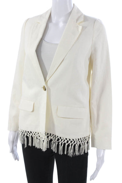 Cami NYC Women Basic Jacket Ivory Button Linen Cotton Long Sleeve Size 2XS