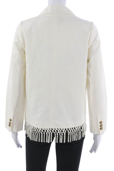 Cami NYC Women Basic Jacket Ivory Button Linen Cotton Long Sleeve Size 2XS