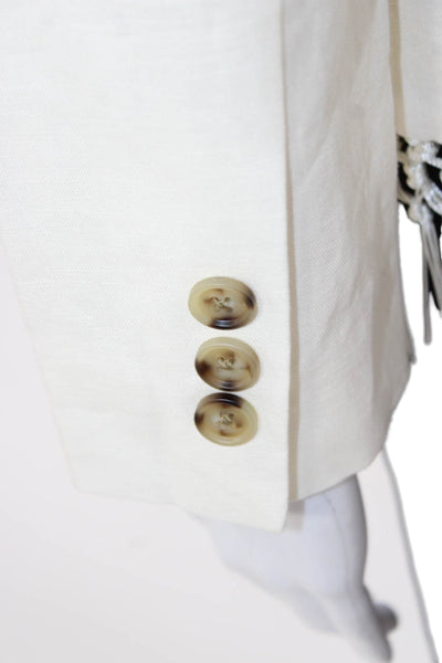 Cami NYC Women Basic Jacket Ivory Button Linen Cotton Long Sleeve Size 2XS