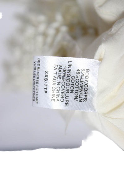 Cami NYC Women Basic Jacket Ivory Button Linen Cotton Long Sleeve Size 2XS