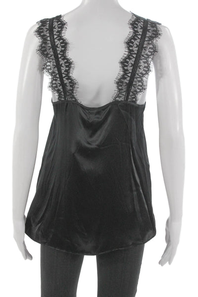 Cami NYC Women Silk V-Neck Tank Black Sleeveless Solid Size S