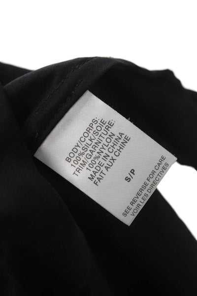 Cami NYC Women Silk V-Neck Tank Black Sleeveless Solid Size S
