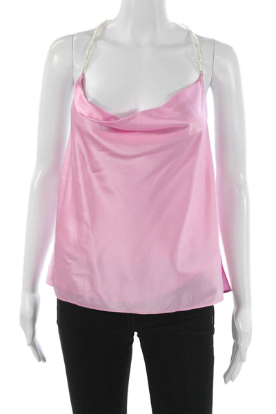 Cami NYC Women Silk Cowl Neck Camisole Sleeveless Pink Size M