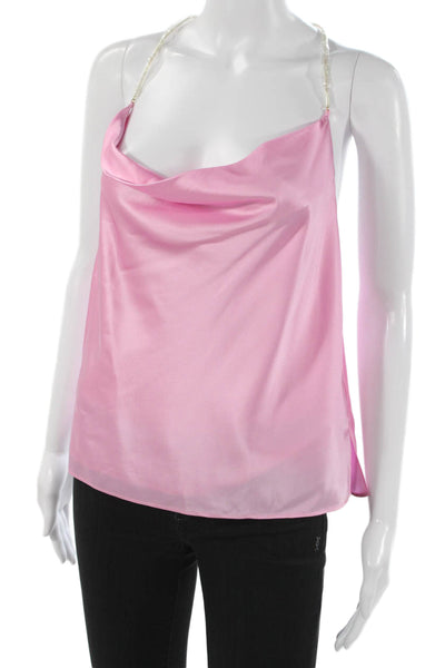 Cami NYC Women Silk Cowl Neck Camisole Sleeveless Pink Size M