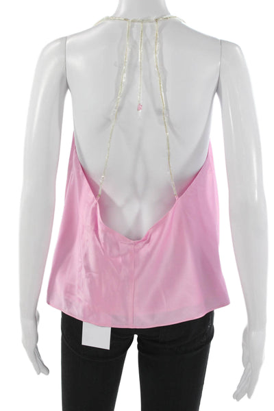 Cami NYC Women Silk Cowl Neck Camisole Sleeveless Pink Size M
