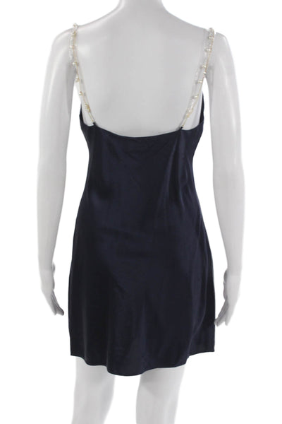 Cami NYC Women Silk Slip Dress Cowl Neck Sleeveless Blue Mini Size S