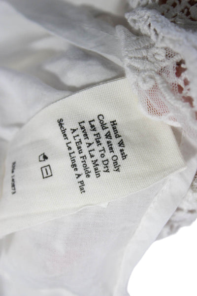 Love Shack Fancy Women Mini Halter Tie Waist White Cotton Dress Size M