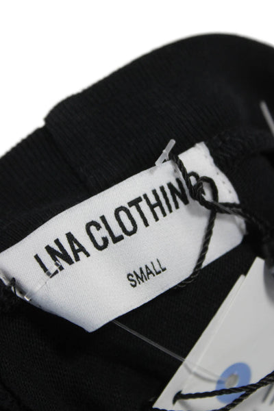 LNA Women Black T-Shirt Dress Crew Neck Short Sleeve Cotton Mini Size S