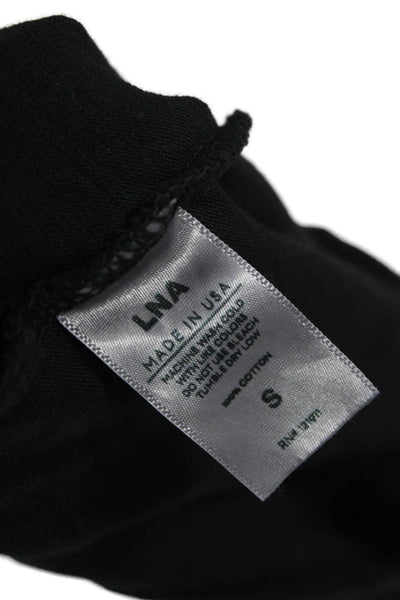 LNA Women Black T-Shirt Dress Crew Neck Short Sleeve Cotton Mini Size S