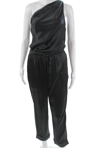 Cami NYC Womens One Shoulder Silk Jumpsuit Sleeveless Black Size S