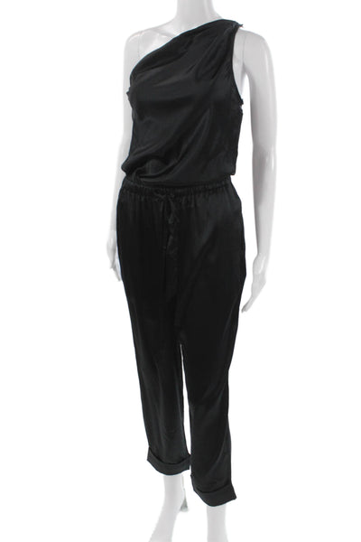 Cami NYC Womens One Shoulder Silk Jumpsuit Sleeveless Black Size S