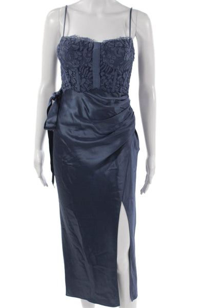 Cami NYC Womens Slip Dress Blue Sweetheart Mid-Calf Acetate Zip Size 00