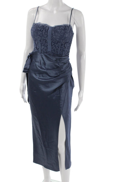 Cami NYC Womens Slip Dress Blue Sweetheart Mid-Calf Acetate Zip Size 00