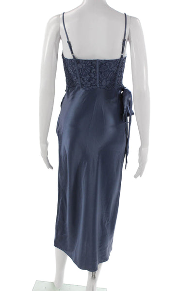 Cami NYC Womens Slip Dress Blue Sweetheart Mid-Calf Acetate Zip Size 00
