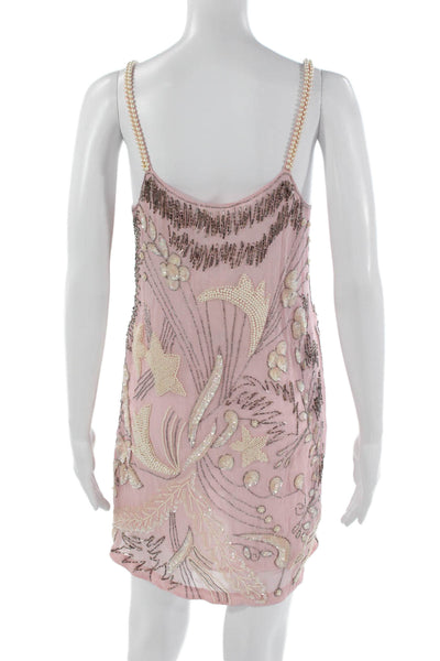 Love Shack Fancy Women Slip Dress Pink V Neck Viscose Above Knee Size 2