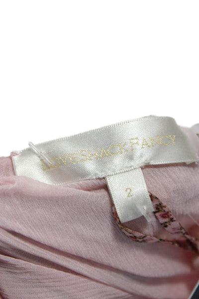Love Shack Fancy Women Slip Dress Pink V Neck Viscose Above Knee Size 2