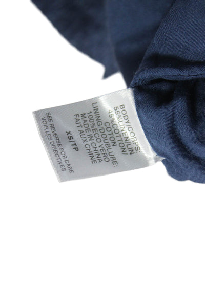 Cami NYC Womens Blue Linen Drawstring Shorts Size XS