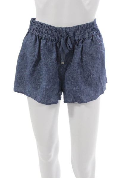 Cami NYC Women Paperbag Shorts Blue Drawstring Linen Cotton Size 2XS