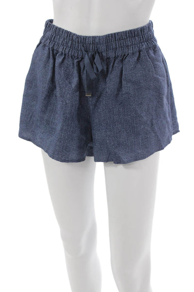 Cami NYC Women Paperbag Shorts Blue Drawstring Linen Cotton Size 2XS