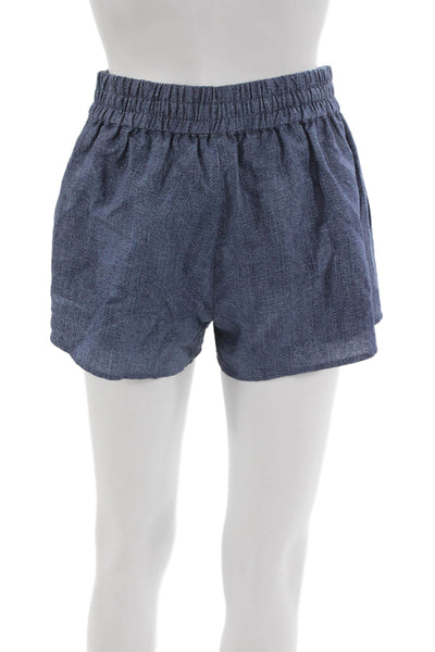Cami NYC Women Paperbag Shorts Blue Drawstring Linen Cotton Size 2XS