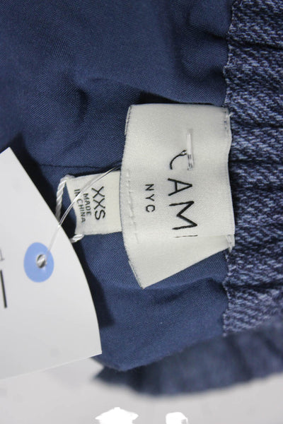 Cami NYC Women Paperbag Shorts Blue Drawstring Linen Cotton Size 2XS