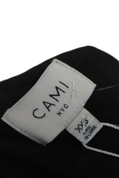 Cami NYC Women Silk One Piece Bodysuit Black V-Neck Long Sleeve Size 2XS