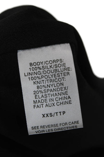 Cami NYC Women Silk One Piece Bodysuit Black V-Neck Long Sleeve Size 2XS