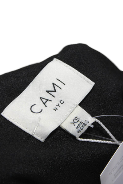 Cami NYC Women Silk V Neck Long Sleeve One Piece Bodysuit Black Size XS