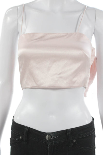Love Shack Fancy Womens Pink Silk Square Neck Camisole Sleeveless Size 0