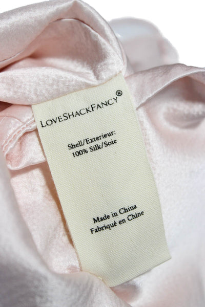 Love Shack Fancy Womens Pink Silk Square Neck Camisole Sleeveless Size 0