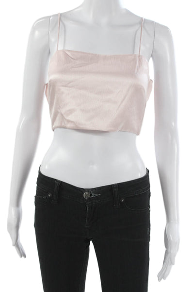 Love Shack Fancy Women Camisole Pink Silk Square Neck Sleeveless Size 2