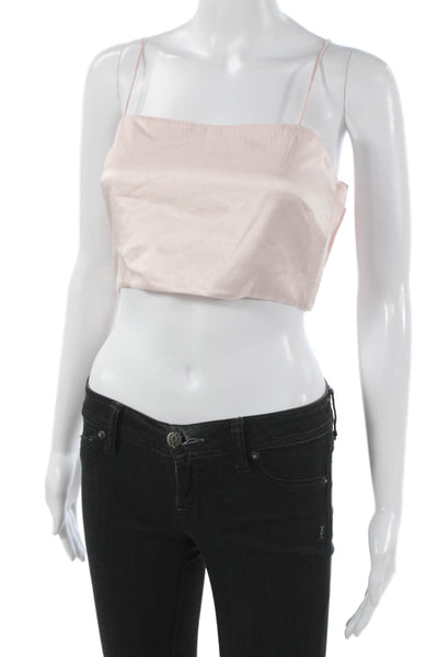 Love Shack Fancy Women Camisole Pink Silk Square Neck Sleeveless Size 2
