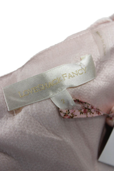 Love Shack Fancy Women Camisole Pink Silk Square Neck Sleeveless Size 2