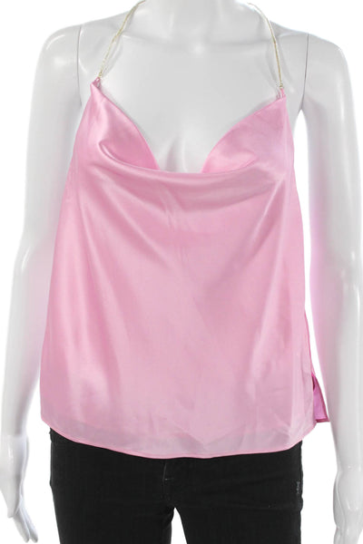 Cami NYC Women Silk Cowl Neck Sleeveless Camisole Pink Size S