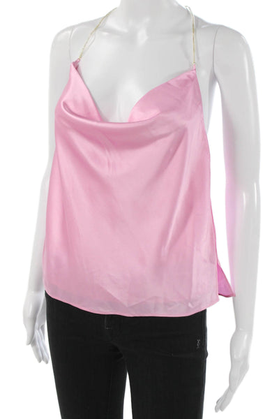 Cami NYC Women Silk Cowl Neck Sleeveless Camisole Pink Size S