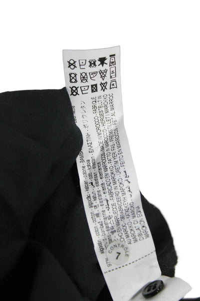 Zara Women Blouse Button-Up Collared Long Sleeve Black Cotton Blend Size S