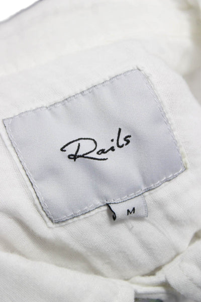 Rails Women Collared Cotton Button Up Long Sleeve Basic White Top Size M