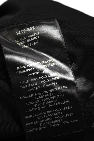 Three Floor Womens Fit & Flare Dress Black Long Sleeve Knee Length Size 8