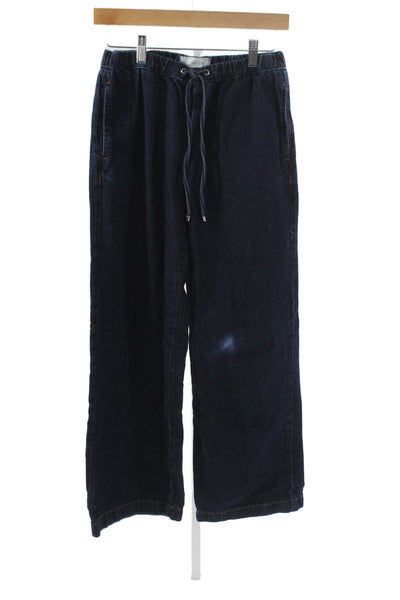 Zara Womens Wide-Leg Jeans Blue High Rise Cotton Drawstring Size S
