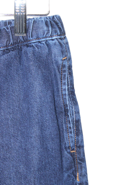Zara Womens Wide-Leg Jeans Blue High Rise Cotton Drawstring Size S