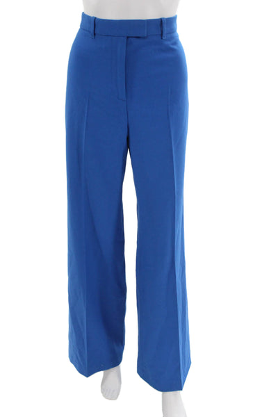 Zara Womens Dress Pants Blue Polyester Solid Zip Size S