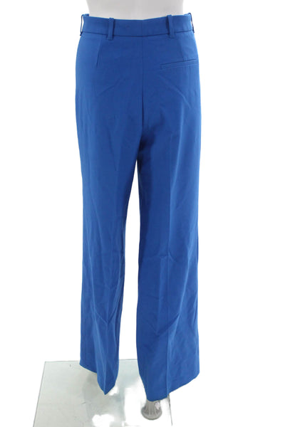 Zara Womens Dress Pants Blue Polyester Solid Zip Size S