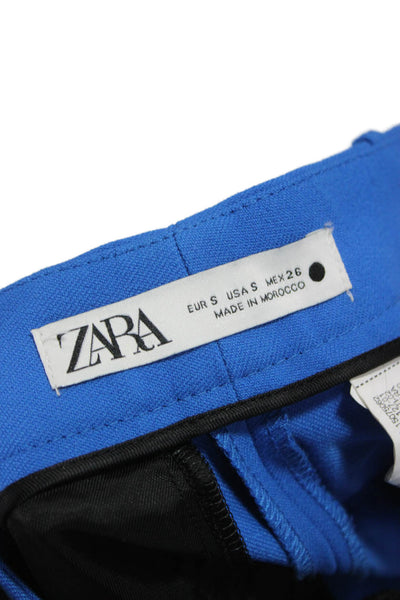 Zara Womens Dress Pants Blue Polyester Solid Zip Size S