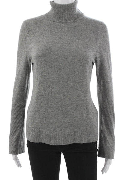 Ramy Brook Women Gray Wool Blend Turtleneck Pullover Sweater Petite Size S