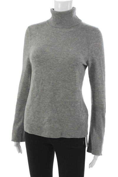 Ramy Brook Women Gray Wool Blend Turtleneck Pullover Sweater Petite Size S