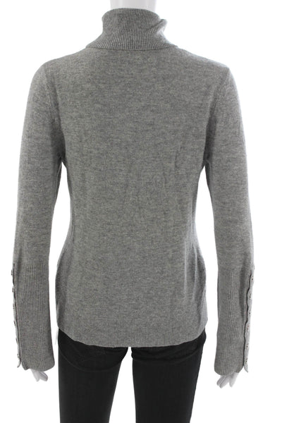 Ramy Brook Women Gray Wool Blend Turtleneck Pullover Sweater Petite Size S