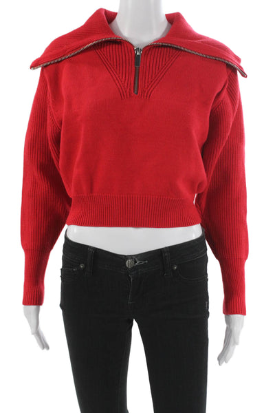 Zara Womens Pullover Sweater Collared Viscose Long Sleeve Red Size M