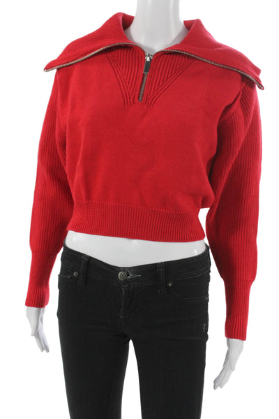 Zara Womens Pullover Sweater Collared Viscose Long Sleeve Red Size M