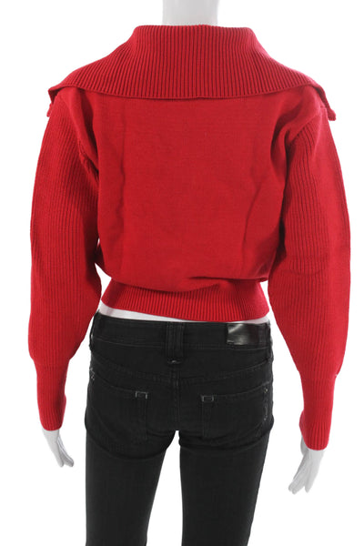 Zara Womens Pullover Sweater Collared Viscose Long Sleeve Red Size M