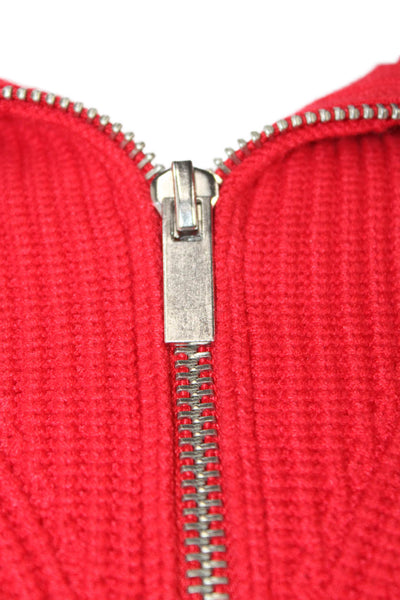 Zara Womens Pullover Sweater Collared Viscose Long Sleeve Red Size M